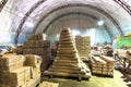 Warehouse packed with variety of timber for construction and rep