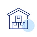 Warehouse with parcel inside. Delivery service. Pixel perfect icon