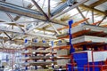 Warehouse of particle boards or chipboards materail for support the furniture manufacturers. Production room