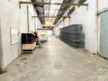 warehouse, plant and factory area and interior with machinery, inventories, shelves, pallets and boxes
