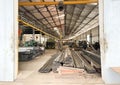 warehouse, plant and factory area and interior with machinery, inventories, shelves, pallets and boxes