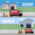 Warehouse process infographics banners. Royalty Free Stock Photo