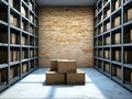 Warehouse products with boxes Royalty Free Stock Photo