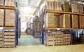 Warehouse with rack arrangement Royalty Free Stock Photo