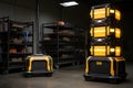 warehouse robot charging station with led lights