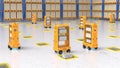 Warehouse robot or robotic assistant deliver boxes