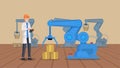 Warehouse robotics flat vector illustration Royalty Free Stock Photo