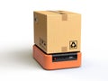 Warehouse robots carry boxes Royalty Free Stock Photo