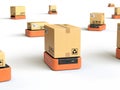 Warehouse robots carry boxes Royalty Free Stock Photo