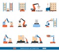 Warehouse Robots Icons Set