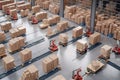 warehouse, with robots performing complex and precise packaging operations on a variety of products