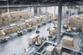 warehouse, with robots performing complex and precise packaging operations on a variety of products