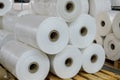 Warehouse with rolls of polyethylene Royalty Free Stock Photo
