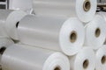 Warehouse with rolls of polyethylene Royalty Free Stock Photo