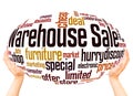Warehouse sale word cloud hand sphere concept