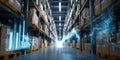 The warehouse showcasing modern logistics and innovative technology solutions. AI generated image Royalty Free Stock Photo