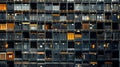 A warehouse stacked high with shelves of neatly organized solar panels awaiting shipment. .