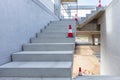 Warehouse stairs construction. Building a new industrial hall