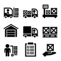 Warehouse Storage and Logistic Icons Set. Vector