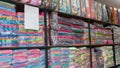 Warehouse of towel softness fluffy fiber fabric Royalty Free Stock Photo