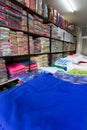 Warehouse of towel softness fluffy fiber fabric Royalty Free Stock Photo