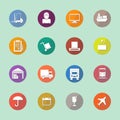 Warehouse transportation and delivery icons flat set