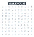 Warehouse vector line icons set. warehouse, storage, depot, facility, logistics, stockroom, inventory illustration