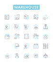 Warehouse vector line icons set. warehouse, storage, depot, facility, logistics, stockroom, inventory illustration