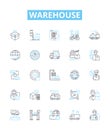 Warehouse vector line icons set. warehouse, storage, depot, facility, logistics, stockroom, inventory illustration