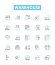 Warehouse vector line icons set. warehouse, storage, depot, facility, logistics, stockroom, inventory illustration
