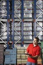 Warehouse Worker Checking Inventory