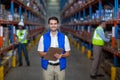 Warehouse worker holding clipboard Royalty Free Stock Photo