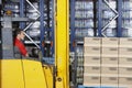 Warehouse Worker Operating Forklift