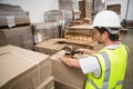 Warehouse worker preparing a shipment