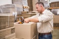 Warehouse worker preparing a shipment