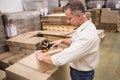 Warehouse worker preparing a shipment