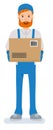 A warehouse worker standing with a box.