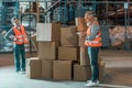 warehouse workers with digital tablet Royalty Free Stock Photo