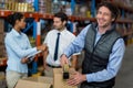 Warehouse workers preparing a shipment Royalty Free Stock Photo