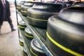 Warehouse with workpiece of car tires at factory Royalty Free Stock Photo