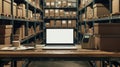 The warehouse workspace desk.AI generated image Royalty Free Stock Photo
