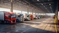 Warehoused trucks at a standstill Royalty Free Stock Photo