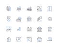 Warehouses line icons collection. Storage, Logistics, Inventory, Operations, Fulfillment, Distribution, Pallets vector