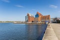 Warehouses at the Unterwarnow river in Rostock Royalty Free Stock Photo