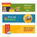 Warehousing and Logistic and Delivery banners vector set