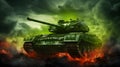 Warfire: Green Camo Army Tank with Fictive Design - Military 3D Illustration