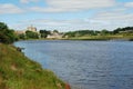 Warkworth Castle and Wark on river Aln Royalty Free Stock Photo