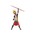 Warlike black native man of African tribe holding spear vector Illustration on a white background Royalty Free Stock Photo