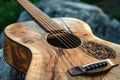 Warm Acoustic wooden guitar. Generate Ai Royalty Free Stock Photo