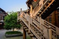 Warm afternoon sunlight on stairway of old-fashioned building,China